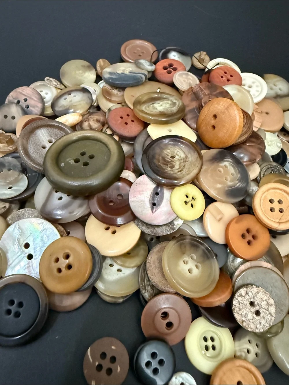 Vintage Mixed Assortment of Sewing Buttons Neutral Brown Beige Earth-toned Shade